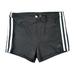 Adidas Men’s Black INFINITEX Swim Trunks – Size 34, 3-Stripes Athletic Swim Shor